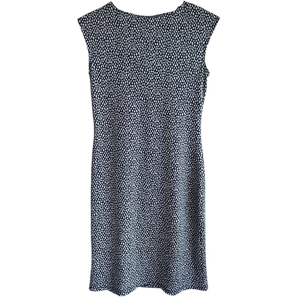 DANA BUCHMAN Navy Blue + White Sleeveless Twist Front Spotted Print Dress Small - Picture 2 of 6